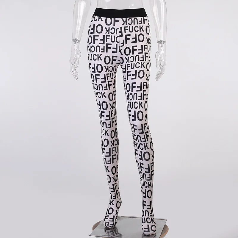 

Duena Bodycon Print Letter Streetwear Sexy Club Women Set Autumn Round Neck Fashion Long Sleeve Two Piece Trousers Party Outfits