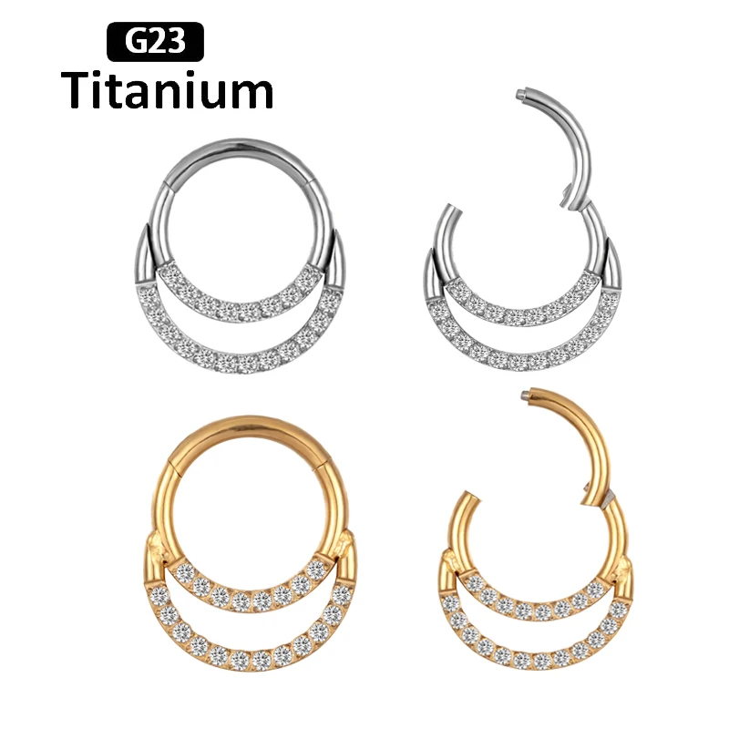 

1PS G23 Titanium Earrings Zircon Stone Superior Quality Hight Segment Nose Rings Open Small Septum Studs Piercing Body Jewelry