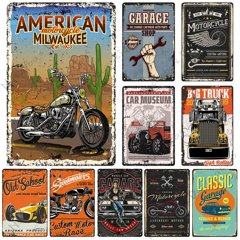 

Rusty Garage Metal Tin Sign Motorcycle Metal Signs Home Bar Club Living Room Metal Wall Plate Vintage Poster Decorative Plate