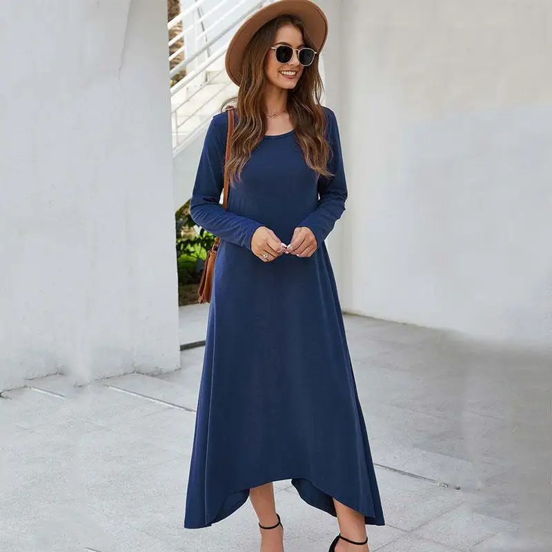 

Spring Elegant Party Dress Women Long Sleeve Plus Size Dress Female Maxi Long Dress Ladies O-neck Loose Dress For Women