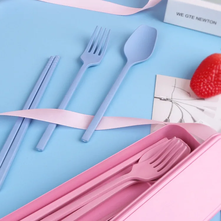 Бамбуковое Волокно палочки для еды набор ложка и вилка охрана окружающей среды