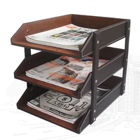 ever perfect 3 layers pu leather document a4 letter tray file holder magazine rack desk file organizer storage drawers