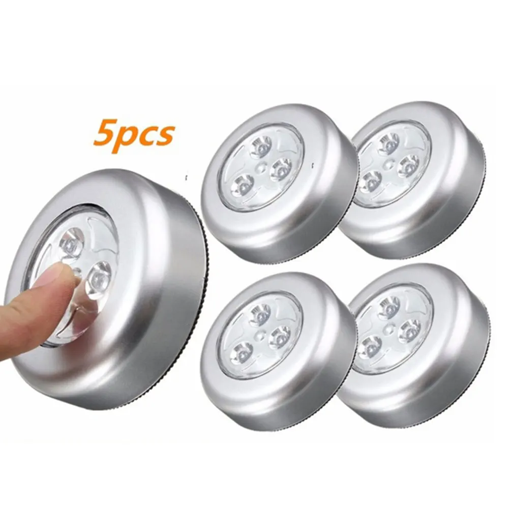

5pcs Non Drilling ABS Practical Cupboards Closets Battery Powered Home Night Lamp Bedroom Bedside LED Pat Light