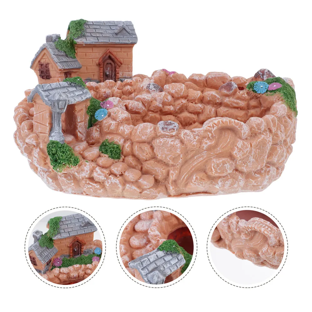 

1Pc Resin Flowerpot Simulation House Design Plan Pot Creative Desktop Adornment