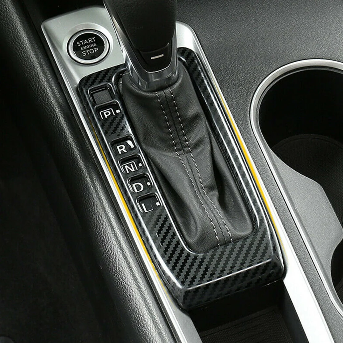 

Carbon Fiber Style Stainless Steel Gear Shift Panel Cover Trim fit for Nissan Altima 2019 2020