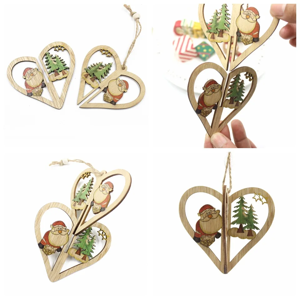 Украшения для рождественской елки 3D Звезда деревянные DIY Подвески украшения