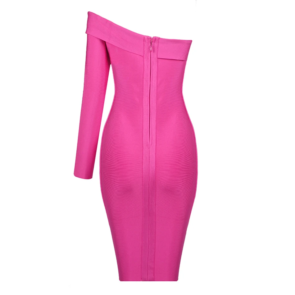 Женская обувь высокого качества с длинным рукавом на одно плечо Бандажное платье