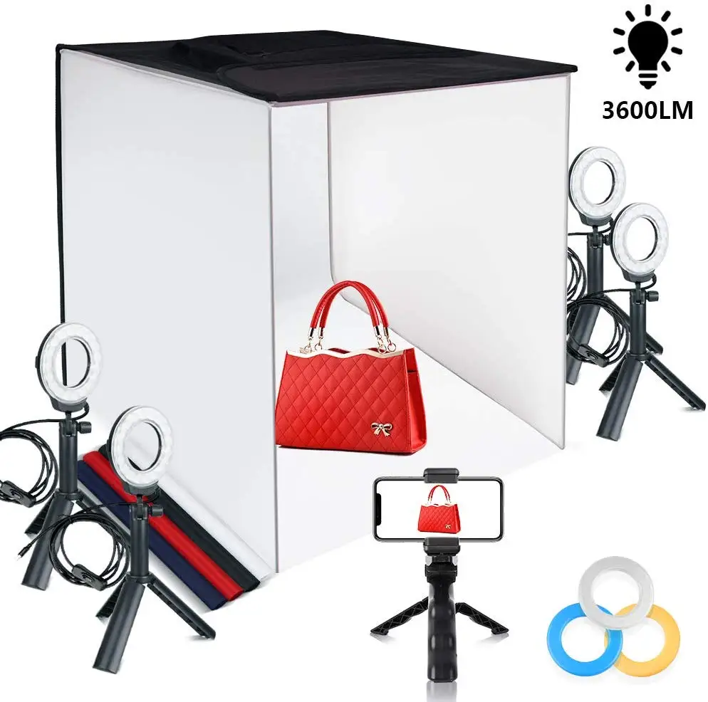 Портативный Лайтбокс для фотосъемки 24x24 дюйма набор студийной с 4 цветными фонами
