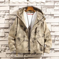2021 autumn and winter new mens korean fashion retro camouflage streetwear hooded cardigan loose large size mens jacket