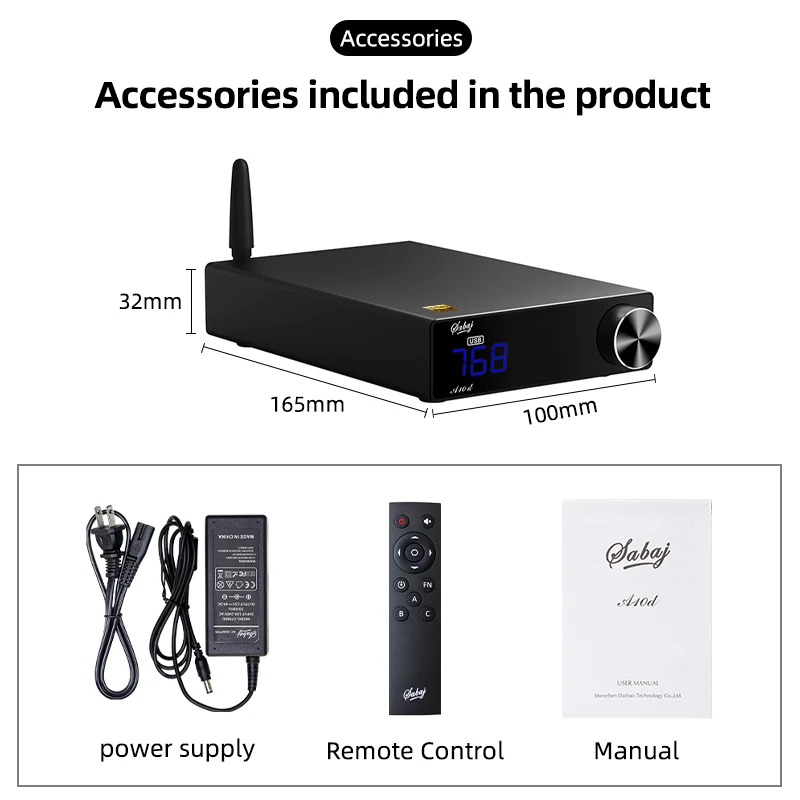 Sabaj A10d Audio Dac Bluetooth5.0 Desktop Hi-Res Decoder Support USB Optical Coaxial DSD512 OPA1612 AK4497EQ With Remote Control