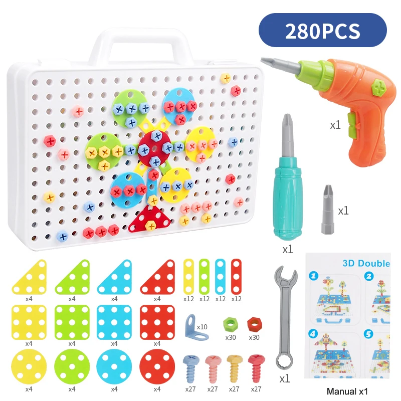 

Kids Drill Screw Nut Puzzles Toys Assembled Match DIY Model Kit Educational Building Sets Screwing Toys Boys Educational Blocks