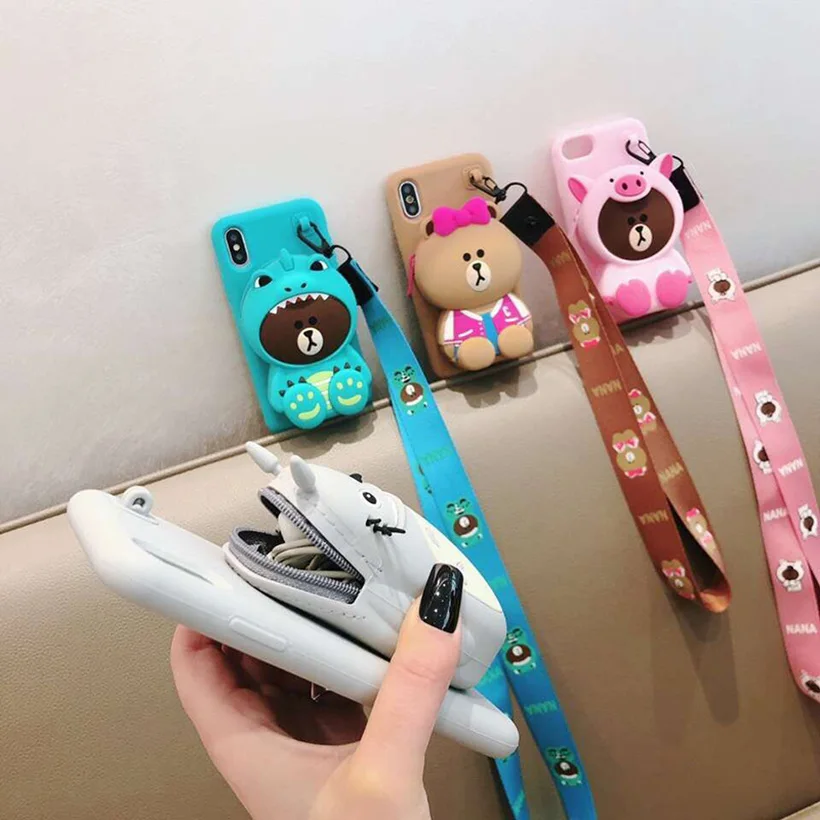 3D мультфильм кошелек чехол для телефона IPhone XR Чехол 6 7 8 Plus X XS Max 11 Pro милый мягкий