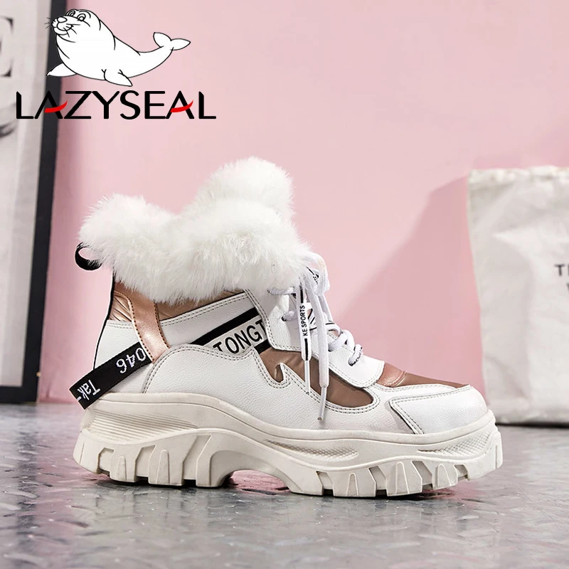 LazySeal/теплая плюшевая зимняя обувь на платформе женские зимние ботинки Новинка 2019