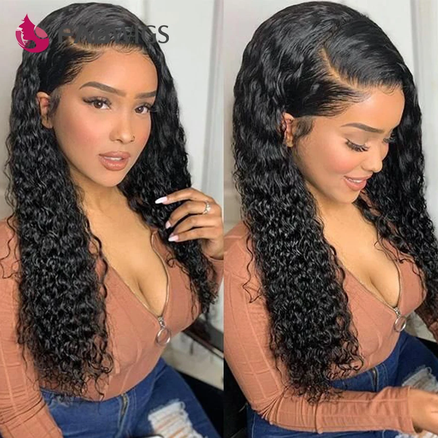 Fabwigs 13X6 глубокая Часть бразильские кудрявые кружевные передние человеческие волосы парики предварительно выщипанные волосы remy парик с детскими волосами отбеленные узлы