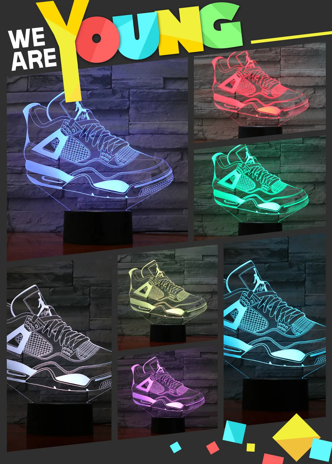 Кроссовки Jordan 4 AJ 3d ночной Светильник для баскетбола Michale Jordan Декор для спальни сенсорный светильник для мальчика настольная лампа прикроватная