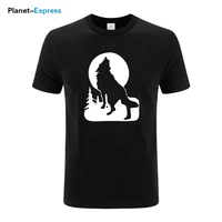 howling wolf in a moon night creative printed t shirts short sleeve round neck cotton male tees boy casual t shirt plus size