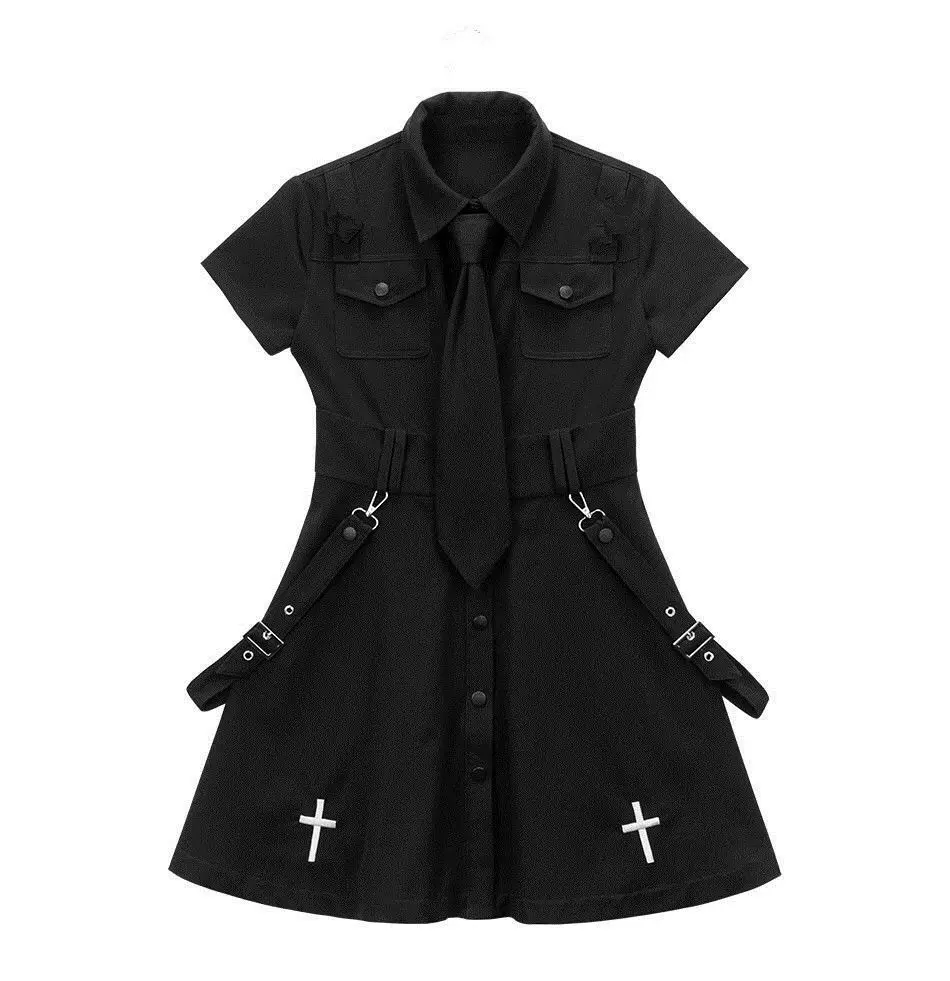 

Spring Autumn Large Size Streetwear Two-Piece Skirt Punk Chain Ribbon Skirts Women 2 Piece Suit For Female