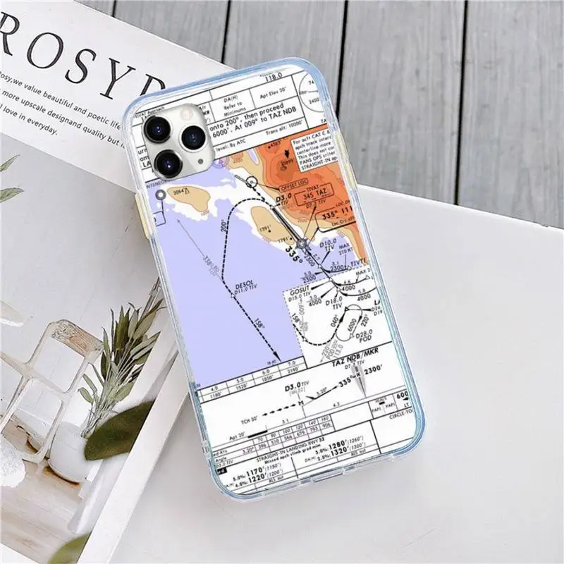 

Aviation Chart art pattern Phone Case for iPhone 11 12 pro XS MAX 8 7 6 6S Plus X 5S SE 2020 XR luxury cover funda mini