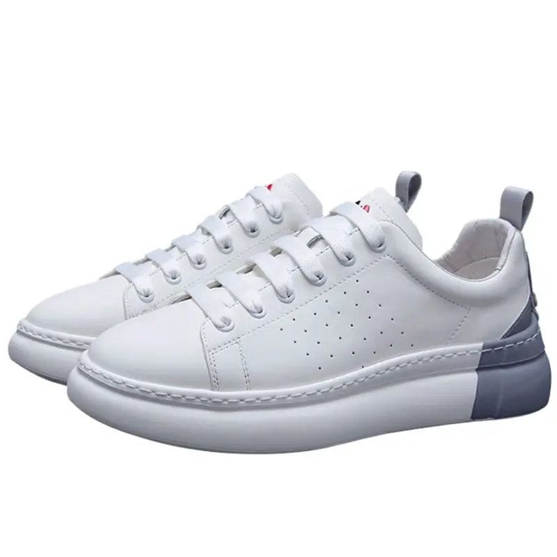 

Men's leather fashion casual shoes with thick soles spring new cowhide small white shoes men's brand flat sports running shoes