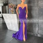 Платье-Русалка для выпускного вечера, с высоким разрезом, без рукавов