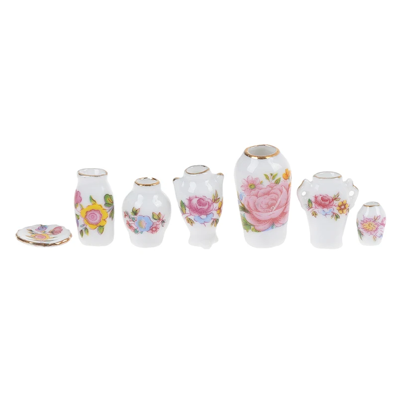 1256pcslot cute vintage porcelain flowerpot vase jar 112 scale handcrafted doll house miniature dollhouse accessories free global shipping