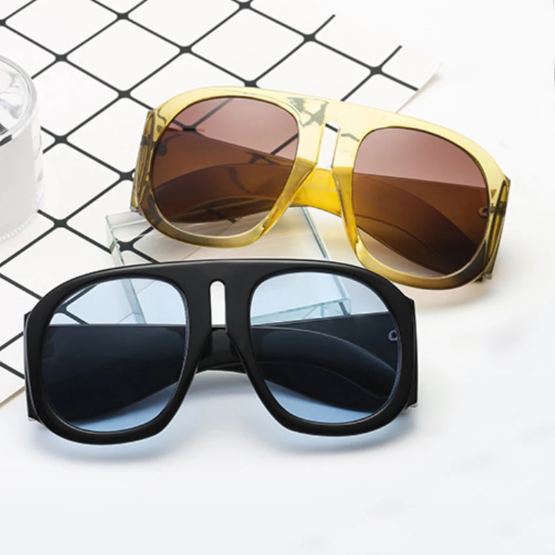 Мужские и женские ретро большие солнцезащитные очки с большой оправой черные