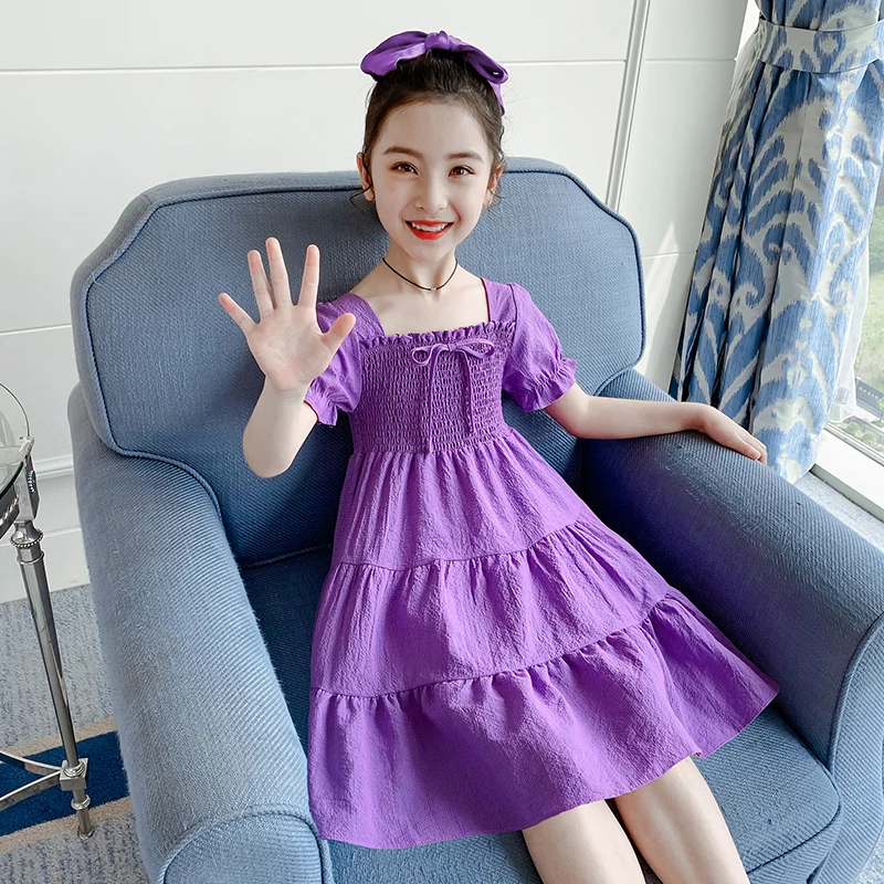 

2021 Summer Baby Girls Princess Dress Casual Kids Dresses For Girls Short Sleeve Embroidery Children's Dresses 14 Year Vestidos