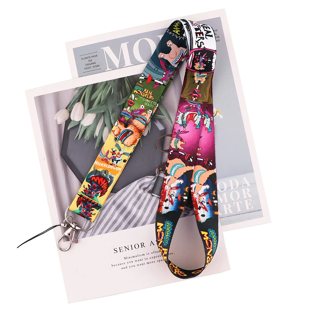 ER1348 Real Monsters Cartoon Lanyard Card Holder Student Hanging Neck Mobile Phone Badge Subway Access | Канцтовары для офиса и