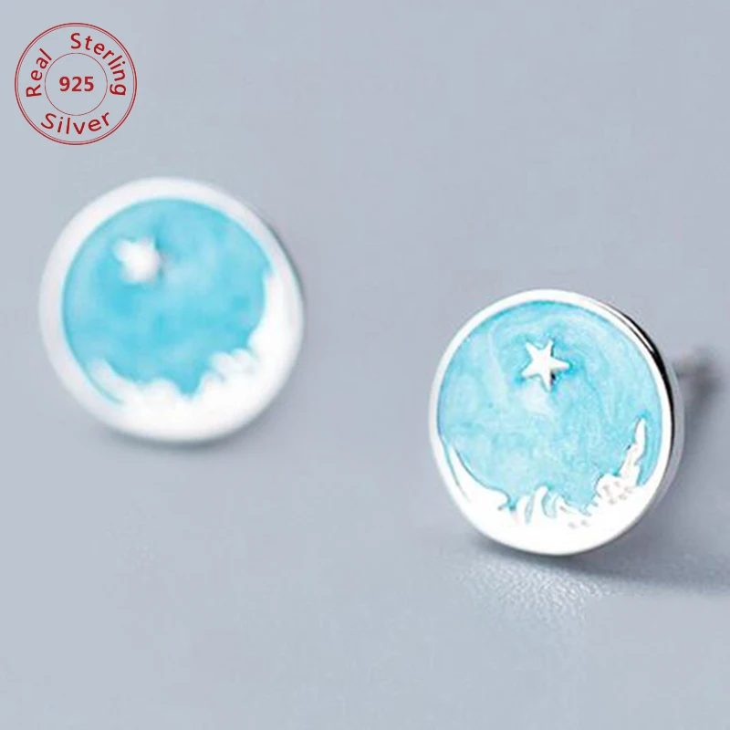 Модный светильник новые круглые серьги гвоздики из стерлингового серебра 925