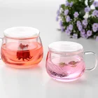 Стекло Чай кружка посуда для кемпинга печи для офиса термостойкая кружка в цветочек с Чай заварки и крышкой молочный розовый кружка в цветочек Чай чашки