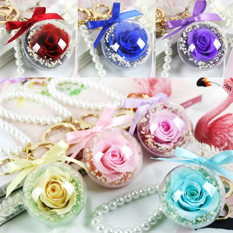 

Preserved Flower Keychain Pendant diy Birthday Mother's Valentine's Day Gift Dec