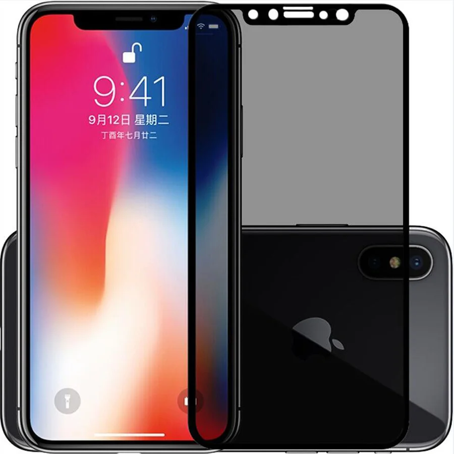 Полный клей анти шпионская пленка закаленное стекло экран протектор для iPhone XR XS