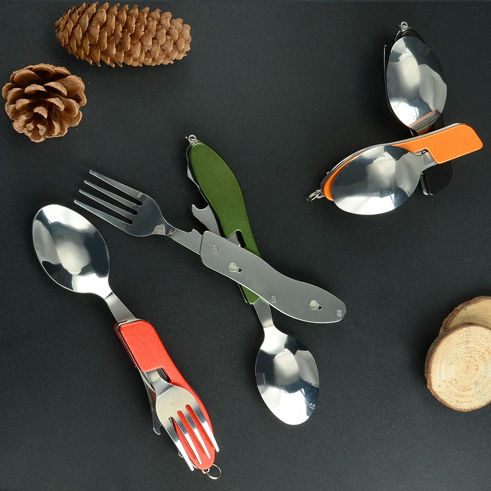 4 в 1 Походная посуда (вилка ложка/Ножи/открывалка для бутылок) походный
