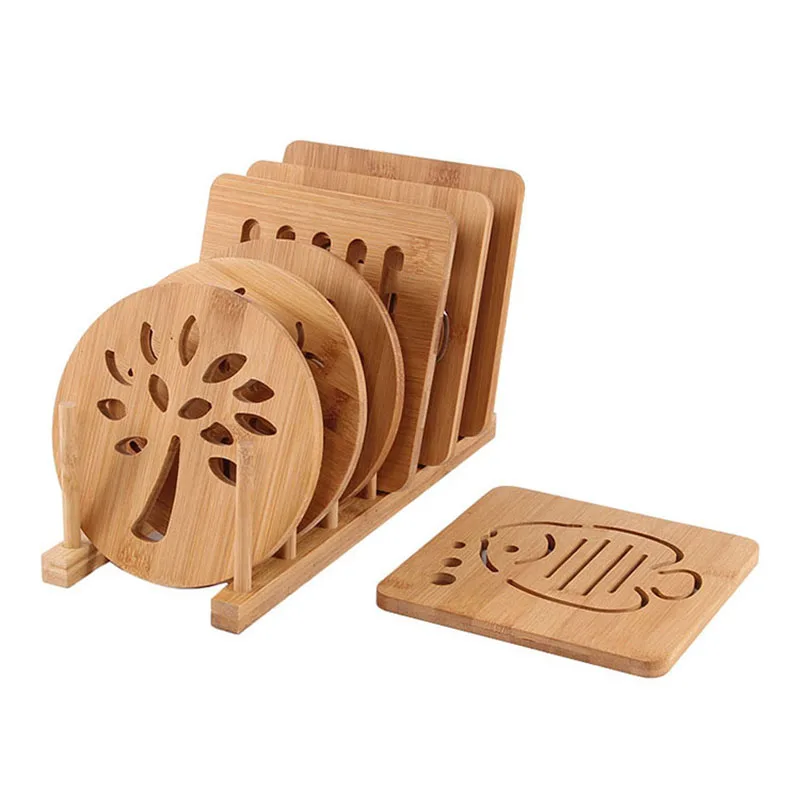 Набор подставок под кружки 6 шт. деревянные подставки коврик круглые для чайной