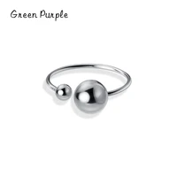 green purple 925 sterling silver simple round beads finger rings for women lucky round fine jewelry trend party adjustable ring