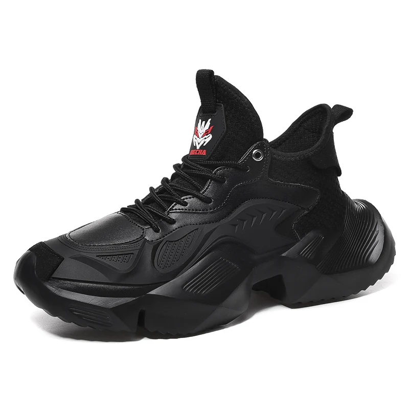 new autumn men's shoes Korean version of the tide shoes white sports shoes ins old shoes men - Цвет: Черный