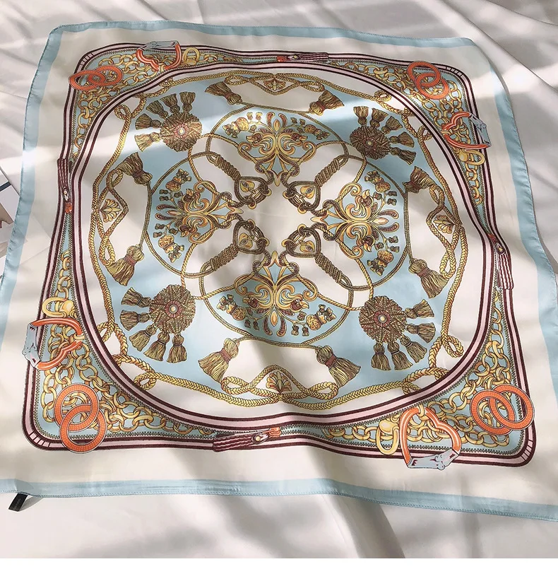 

2021 Luxury Silk Scarf Women Foulard Femme Head Hair Scarves Bandana Bufanda Mujer Head Accessories 70*70CM