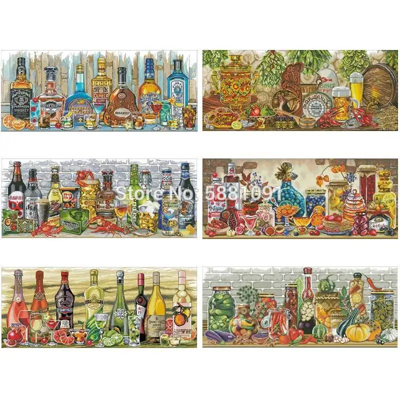 

Wine bottles series patterns Counted Cross Stitch 11CT 14CT 18CT DIY Cross Stitch Kits Embroidery Needlework Sets home decor