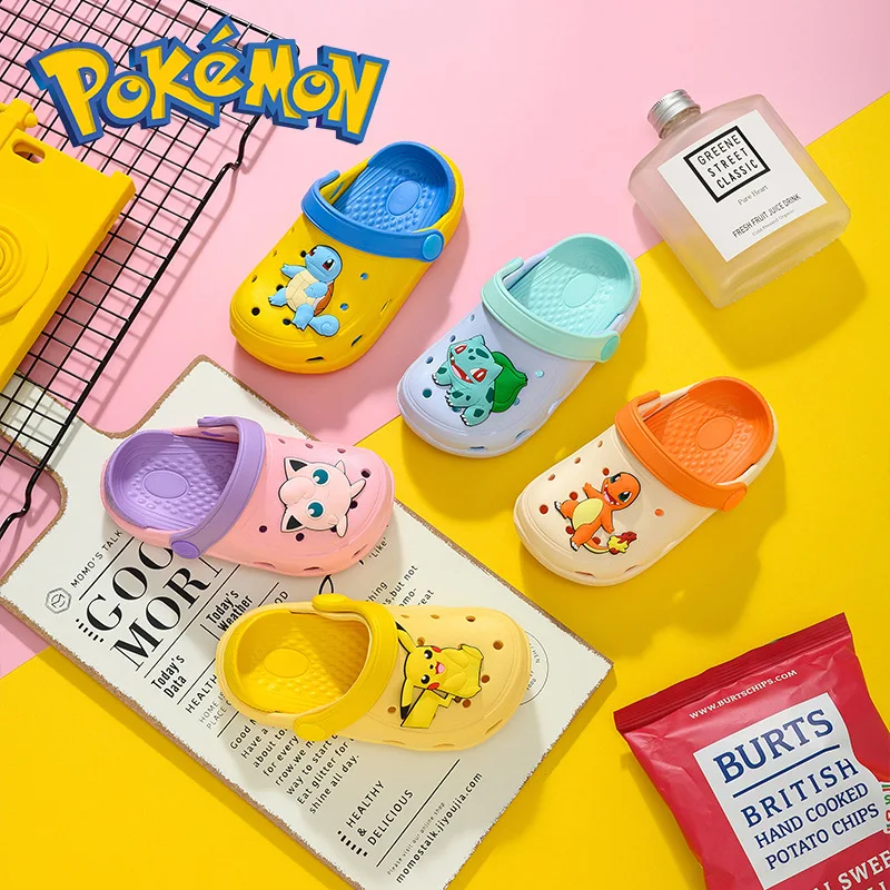 

Pokémon Pikachu Shoes Kids Slippers Boys Cartoon Hole Shoes Cute Fat Ding Baby Slippers for Girls EVA Non-slip Indoor Sandals