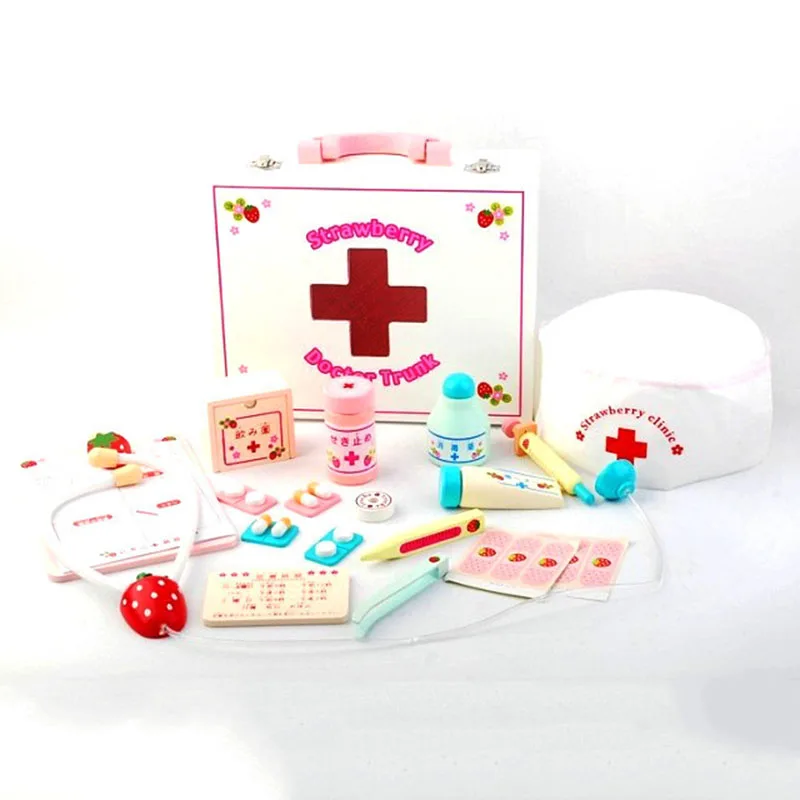 Деревянная игрушка-врач детская медицинская коробка японская имитация набор