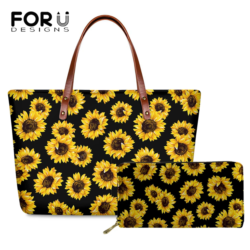 Foruigns Наплечные сумки шопперы для женщин с 3D принтом подсолнуха Женская дорожная