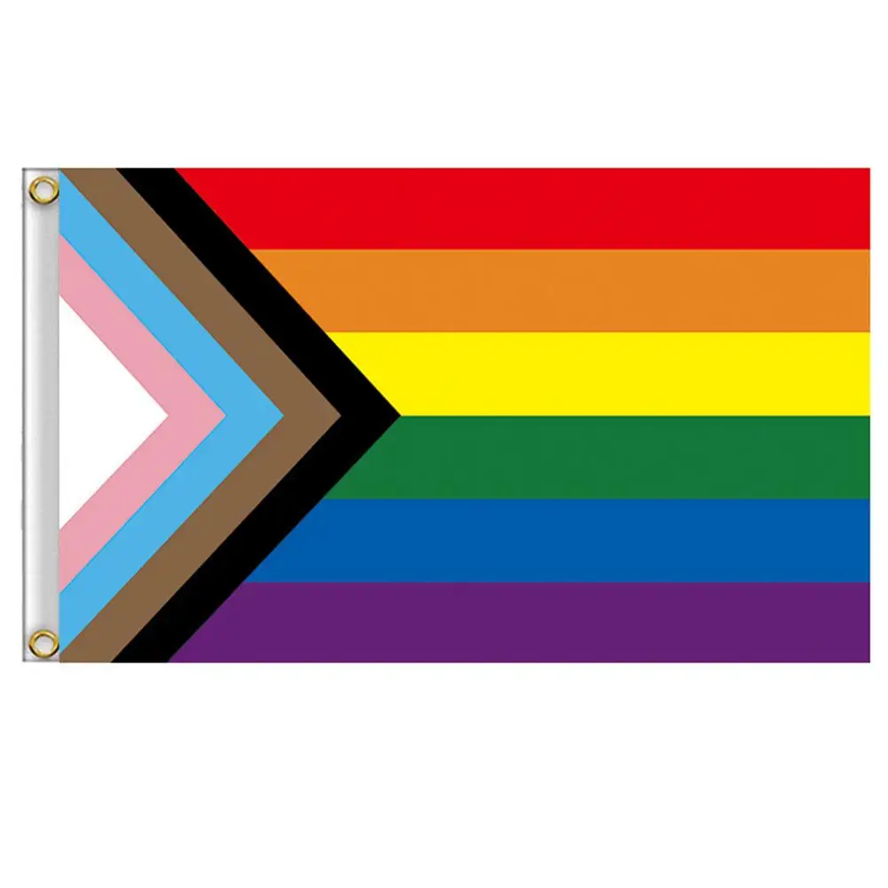 

Aerlxemrbrae Rainbow Flag 150X90CM Banner 100D Polyester Grommets Lgbt Gay Rainbow Progress Pride Flag