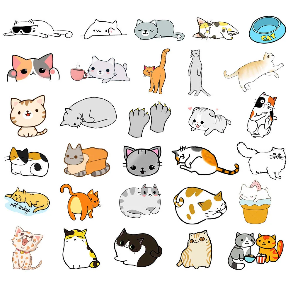 103050pcs cute cats diy mini paper stickers diy diary album scrapbooking decoration laptop phone kawaii sticker for kids toy free global shipping