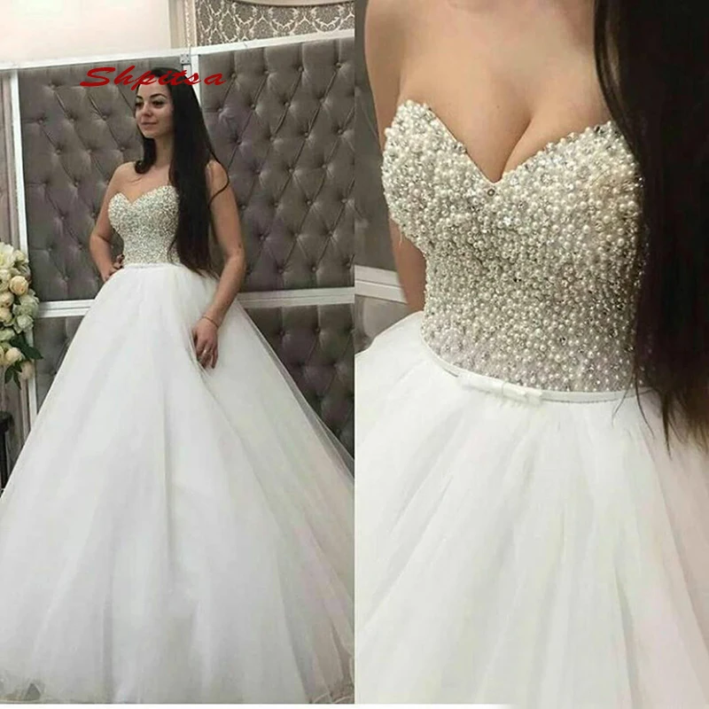 

Luxury Ball Gown Wedding Dresses Tulle Plus Size White Ivory Bride Bridal Dresses Wedding Gowns