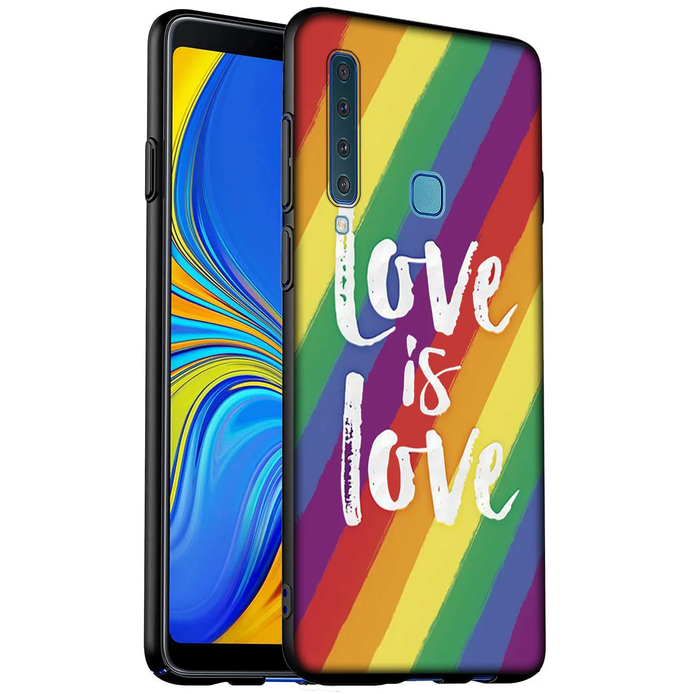 Love Is LGBT Rainbow Heart Soft Silicone Phone Case for Samsung Galaxy A6 A7 A8 A9 2018 A3 A5 2016 2017 Note 9 8 10 Plus |