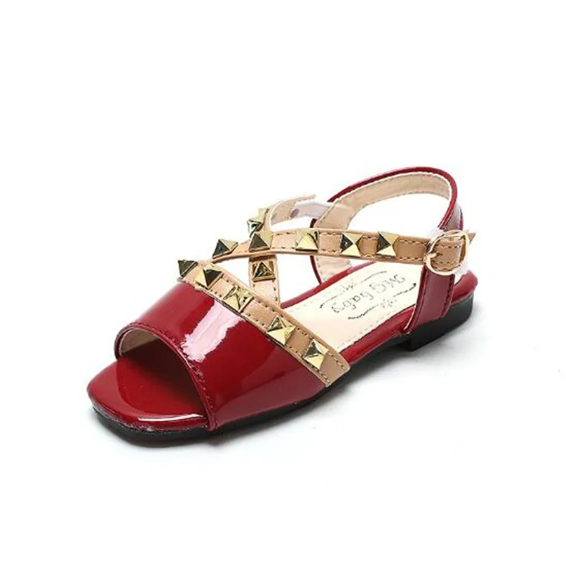 

Girls Sandals 2021 Spring Rivet Princess Shoes Fashion Open-toed Students White Party Sandal