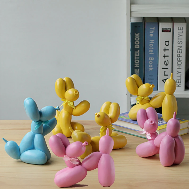 

Modern Balloon Dog Figurines Resin Animal Statues Interior Home Decor New Year Gifts Desktop Ornament Puppy Art Sculpture Crafts
