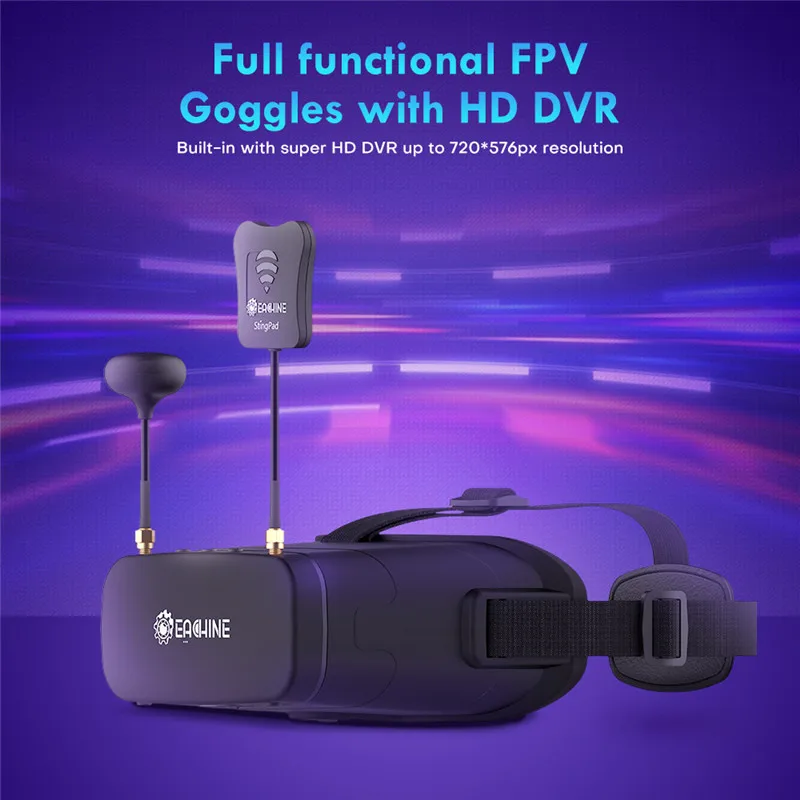 Eachine-gafas varifocales de 5,8G con DVR en HD y FPV, visor varifocal de 40 canales y 5,8 G, FPV, DVR en HD, v&iacute;deo de 900x600 de 3 pulgadas, auriculares con bater&iacute;a incorporada-3