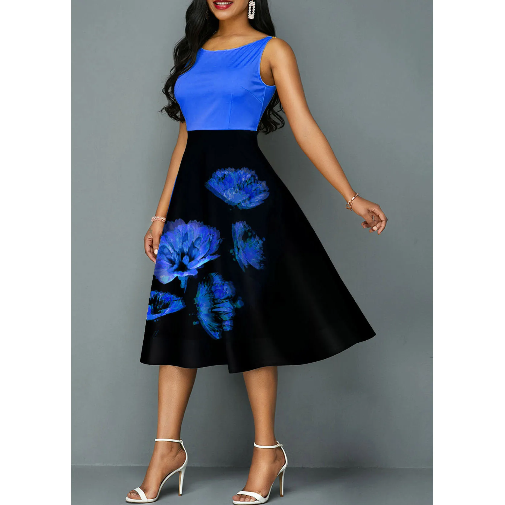 

Floral Print Woman Dress Summer 2020 Vintage Sexy Sleeveless Long Party Dress Women Casual Plus Size Slim Ball Gown Dresses 5XL