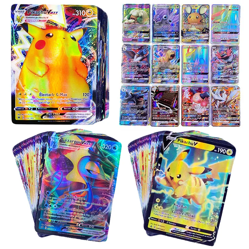 TOMY 50 300 шт французская версия Pokemon GX VMAX блестящие карты игра битва Carte торговая